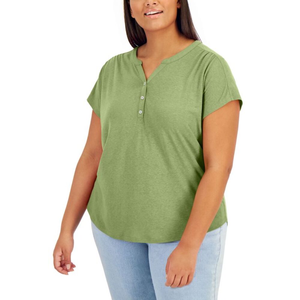 Style & Co Plus Size Split Neck Top